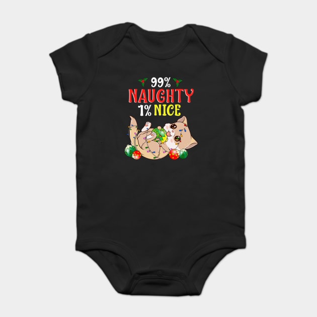 Naughty or Nice Christmas Cat Funny Humor Baby Bodysuit by creative